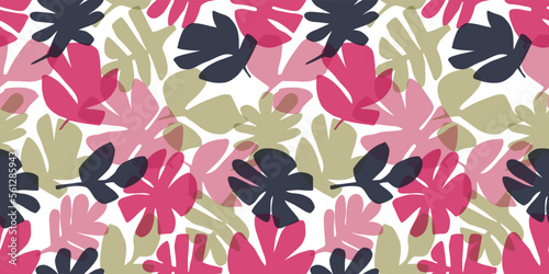 Leaves illustration background. Seamless pattern.Vector. 葉っぱのイラストパターン