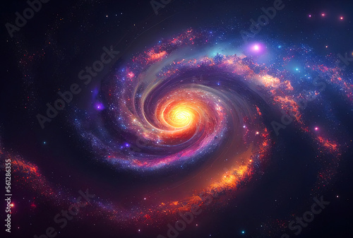 abstract illustration of the cosmos on the theme of the origin of life in the universe with stars, comets and nebulae