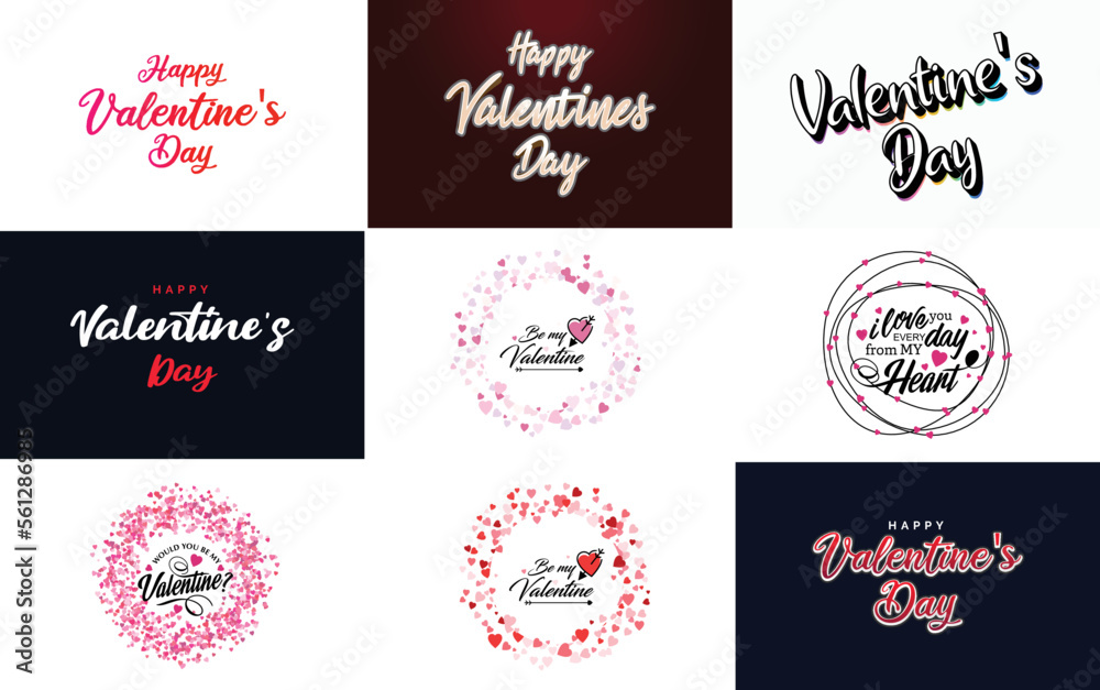 Happy Valentine's Day banner template with a romantic theme and a red color scheme