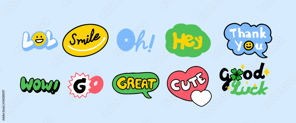 Set of cute vector typography stickers for daily planner and diary. Collection of scrapbooking design elements. Set of cute vector typography stickers for daily planner and diary. Collection of scrapbooking design elements.