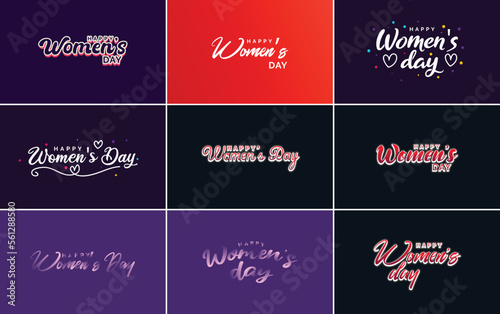 International Women s Day vector hand-written typography background with a gradient color scheme