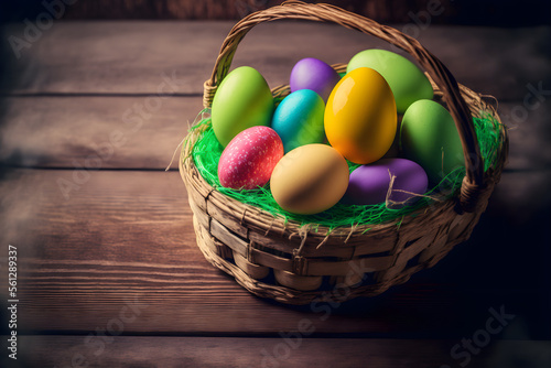 Easter Eggs in a Basket: A Perfect Present for the Holiday, Generative AI