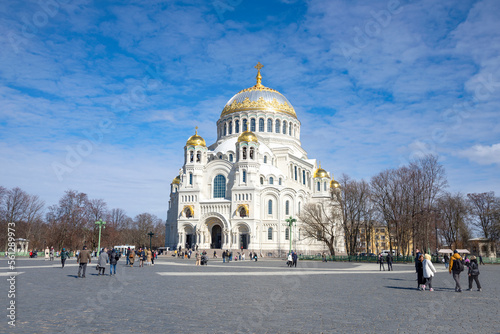 Anchor Square and the Naval Cathedral of St. Nicholas the Wonderworker. Kronstadt, Russia photo