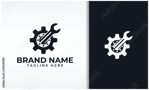 Gear and wrench icon service support logo vector image