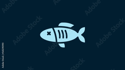 Wallpaper Mural White Dried fish icon isolated on blue background. 4K Video motion graphic animation Torontodigital.ca