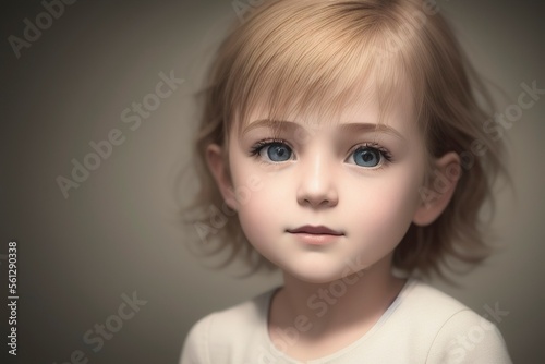 Smiling portrait of a little girl. Generative Ai