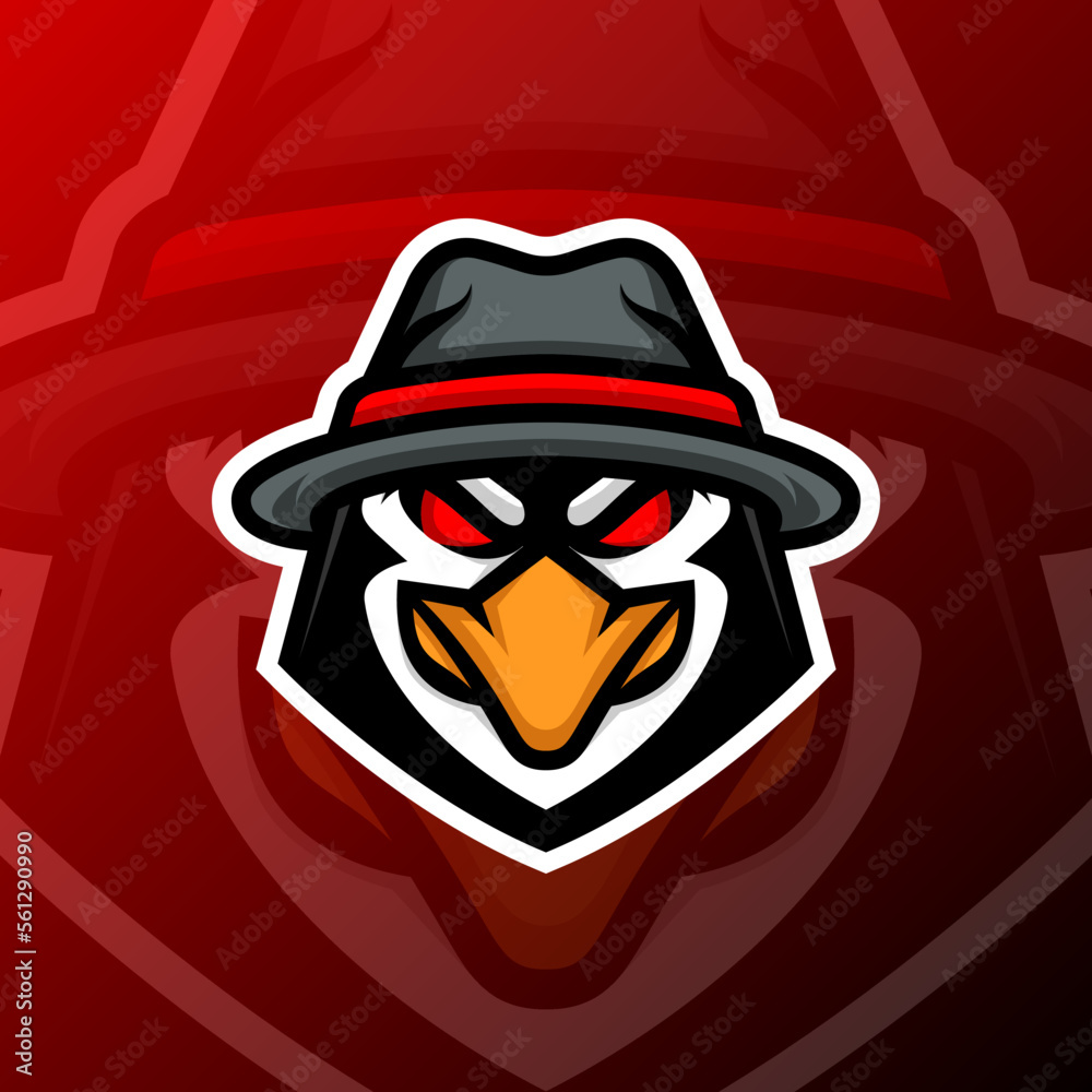 vector graphics illustration of a penguin mafia in esport logo style. perfect for game team or product logo