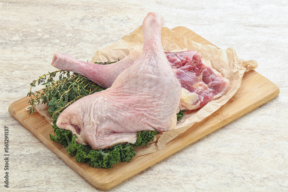 Raw duck leg for roast Stock Photo | Adobe Stock