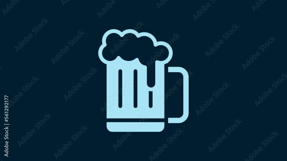 White Wooden beer mug icon isolated on blue background. 4K Video motion graphic animation White Wooden beer mug icon isolated on blue background. 4K Video motion graphic animation