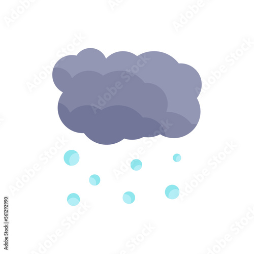 Cloud and hail in cartoon style. Weather concept, flat style hail illustration