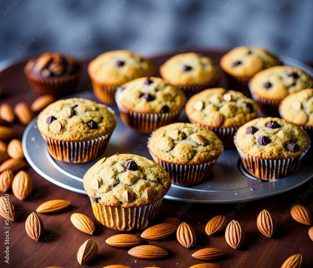 freshly baked muffins with chocolate and lemon on a white background freshly baked muffins with chocolate and lemon on a white background