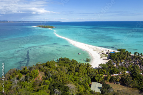 Aerial view of the beautiful island of Nosy Iranja Madagascar