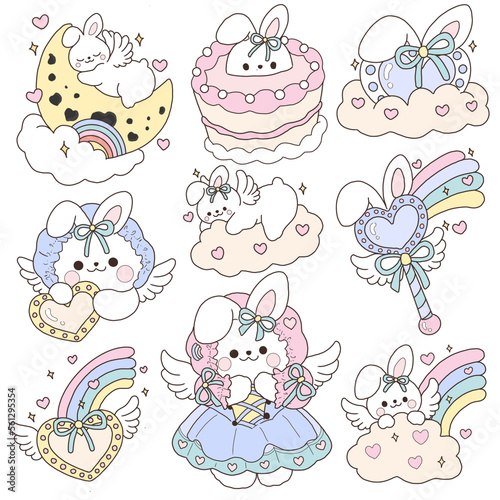 Fancy rabbit in pastel tones