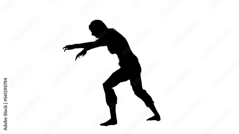 Black silhouette on a white background zombie walk . can use invert for alph chanel Black silhouette on a white background zombie walk . can use invert for alph chanel