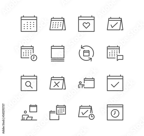 Set of calendar appointment icons, date, working, schedule, meeting settings, meeting and linear variety vectors. © PaleStudio