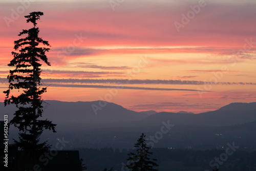 sunset over the mountains, vancouver island