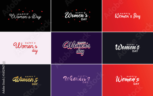 Abstract Happy Women s Day logo with a love vector design in pink. purple. and black colors