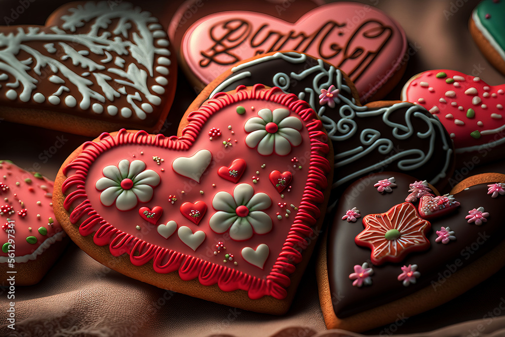 Valentines day heart shaped chocolate cookies