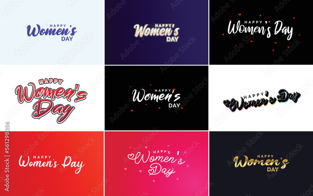 Abstract Happy Women's Day logo with a love vector design in pink. purple. and black colors