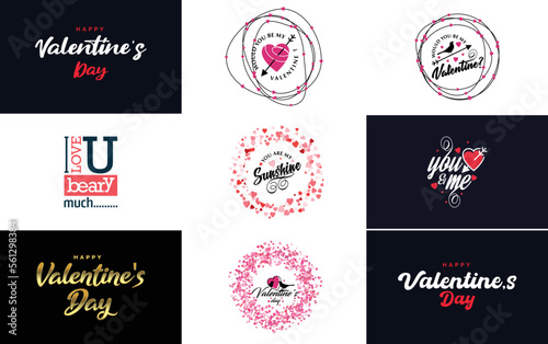 Be My Valentine lettering with a heart design. suitable for use in Valentine's Day cards and invitations