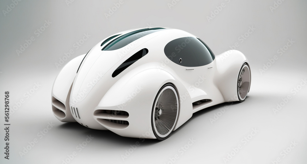 futuristic electric car concept isolated on white background, Generative AI futuristic electric car concept isolated on white background, Generative AI