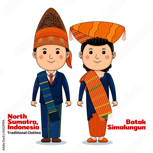 Couple wear Batak Simalungun, North Sumatra, Indonesian Traditional Clothes photo