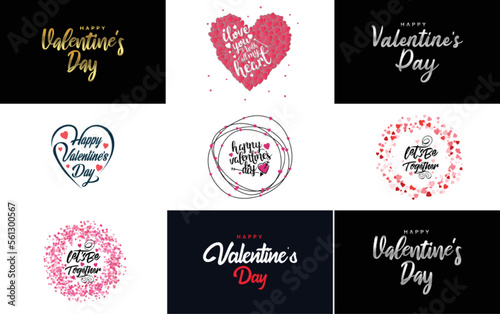 Love word hand-drawn lettering and calligraphy with a cute heart on a red. white. and pink background Valentine s Day template or background suitable for use in Love and Valentine s Day concepts
