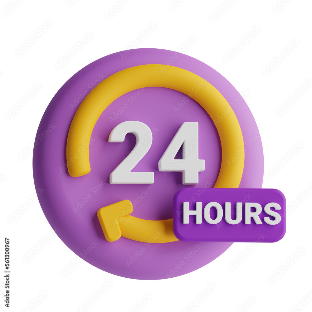 3d 24 hours icon