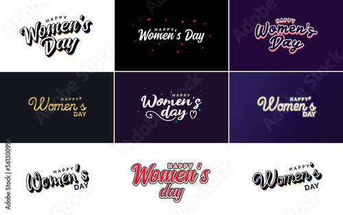 Set of Happy International Woman s Day signs. emblems. and design elements vector collection of signs. labels. and badges