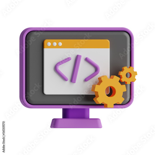 3d coding computer icon