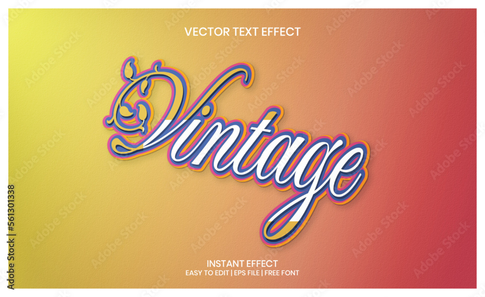 Vintage editable text effect template
