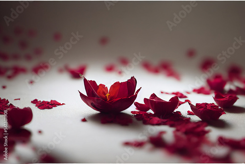 Red flowers on white floor isolated valentines day love