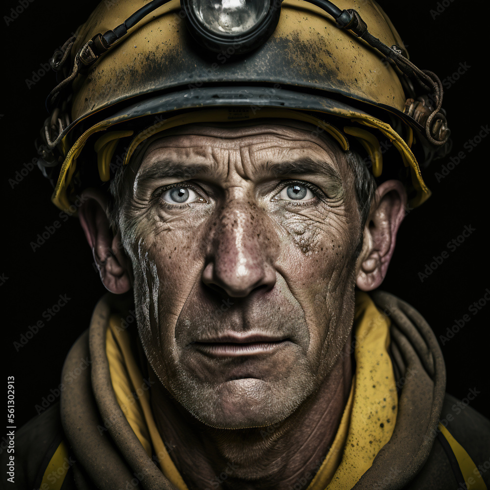 Tradesman-Miner Portrait-Generative AI Tradesman-Miner Portrait-Generative AI