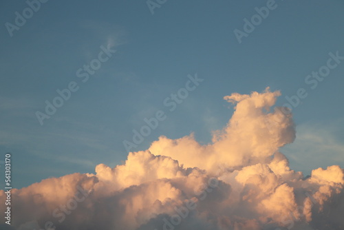 Beautiful sky with clouds in the background, sun light in the cloud.