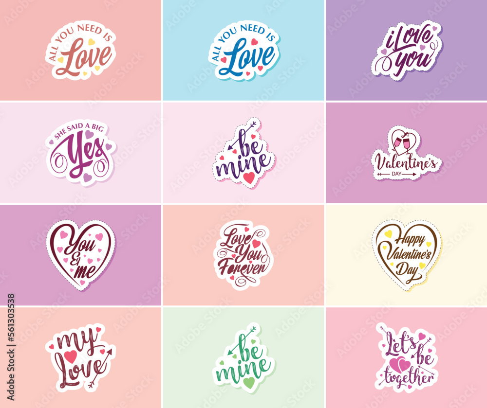 Filled with Love: Valentine's Day Typography Stickers
