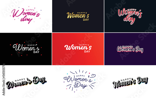 Abstract Happy Women s Day logo with a women s face and love vector design in pink and purple colors