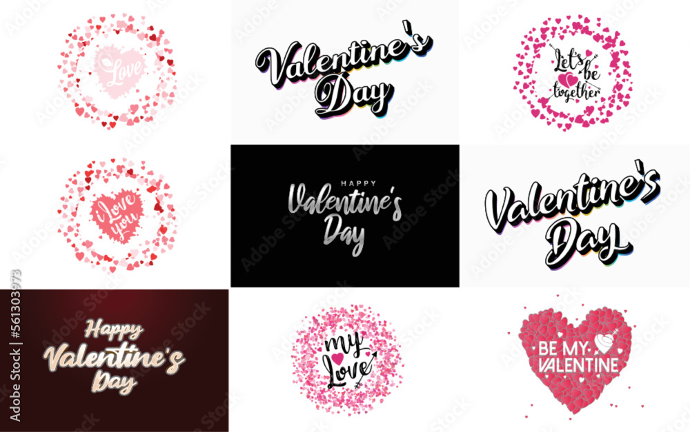 Happy Valentine's Day hand lettering calligraphy text and heart. isolated on white background vector illustration