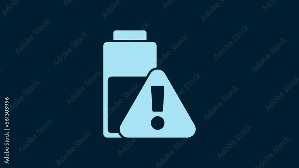 White Smartphone battery charge icon isolated on blue background. Phone with a low battery charge. 4K Video motion graphic animation White Smartphone battery charge icon isolated on blue background. Phone with a low battery charge. 4K Video motion graphic animation