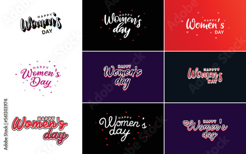International Women s Day lettering with a love shape. suitable for use in cards. invitations. banners. posters. postcards. stickers. and social media posts