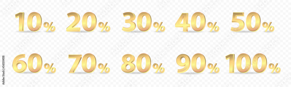 Gold numbers isolated on transparent background. Set of luxury gold ...
