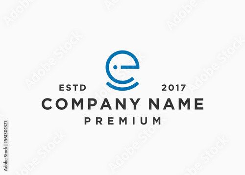 letter e smile logo design vector illustration template