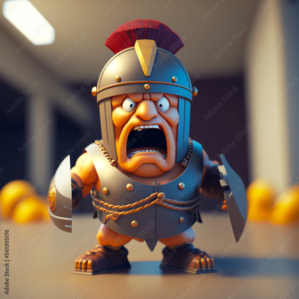Roman Empire Gladiator Emoji. 3D Icons, characters, avatars. Stock