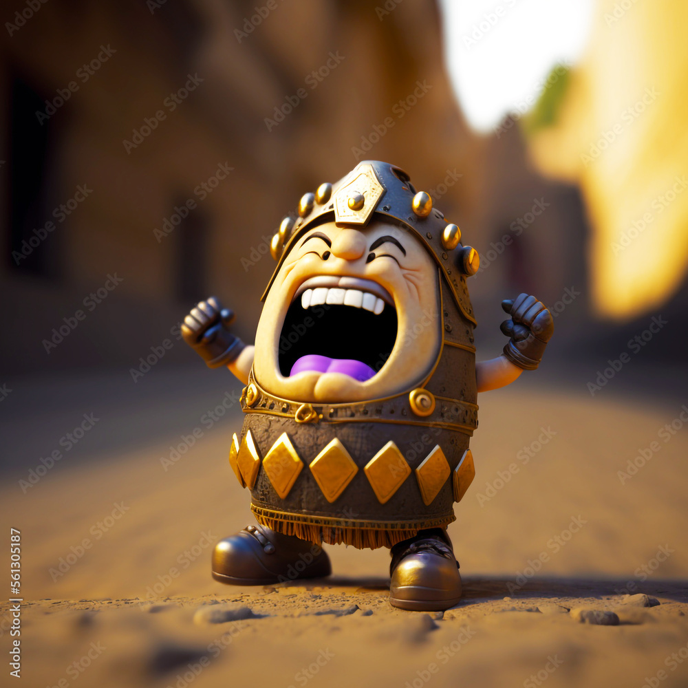 Roman Empire Gladiator Emoji. 3D Icons, characters, avatars. Stock