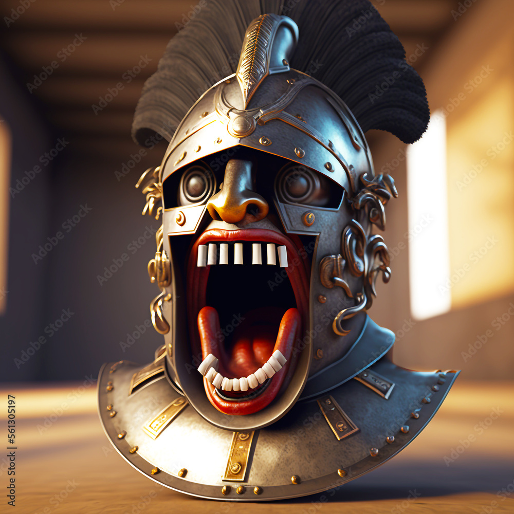 Roman Empire Gladiator Emoji. 3D Icons, characters, avatars. Stock