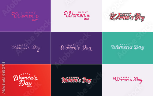 Abstract Happy Women s Day logo with a love vector design in pink. red. and black colors