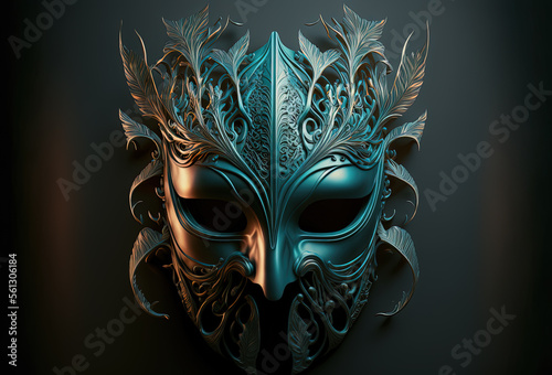 futuristic mask on darken background created with Generative AI technology
