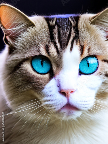Macro photography of a grey cat with blue eyes