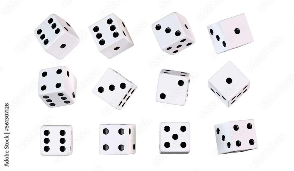 Classic White Casino Dices in Different Positions Classic White Casino Dices in Different Positions
