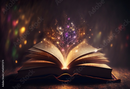 Open Book With Magic Spells And Magic Dust On It Generative AI