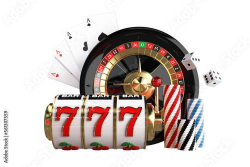 3D Casino Games Elements PNG Illustration